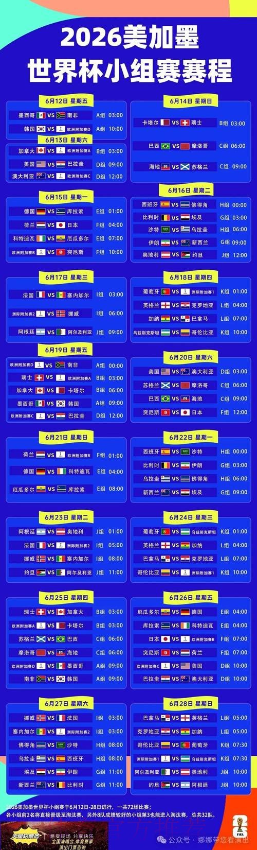 2026世界杯完整赛程高清版比赛时间表在哪里看 2026世界杯完整赛程高清版比赛时间表在哪里看